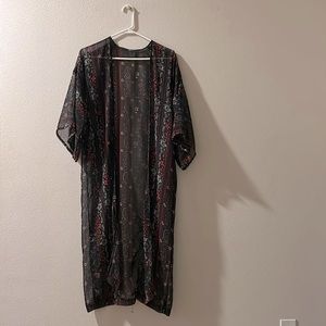 Long flowing floral print cover up/kimono